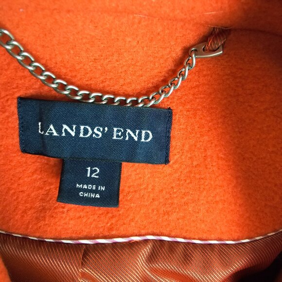 Lands End Wool Cashmere Double Breasted Orange Peacoat Size 12 - Picture 7 of 8
